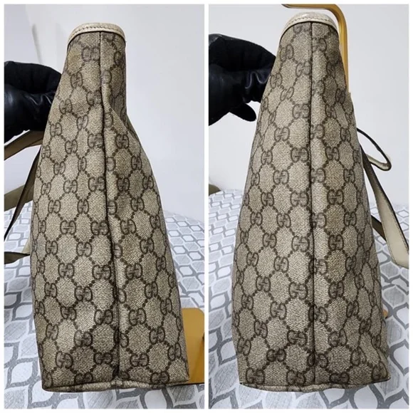 Authentic Gucci GG Supreme Tote Bag Brown/Off-White - Picture 10 of 16